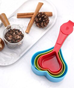 Heart Shaped Measuring Cups Multicolor | 4-Piece/Set Kitchen Measuring Cups for Baking & Cooking | Cute Heart Design