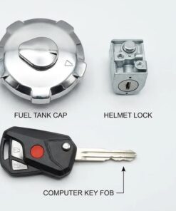 125 Tank Lock with Key and Side Lock Set Motorcycle Fuel Tank Lock Set Complete Security Lock Kit for 125cc Bike
