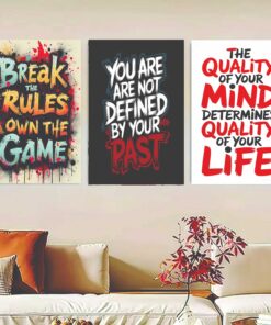 Set Of 3 Motivational Sticky Canvas Frames For Wall Decore / Sticky Phototiles