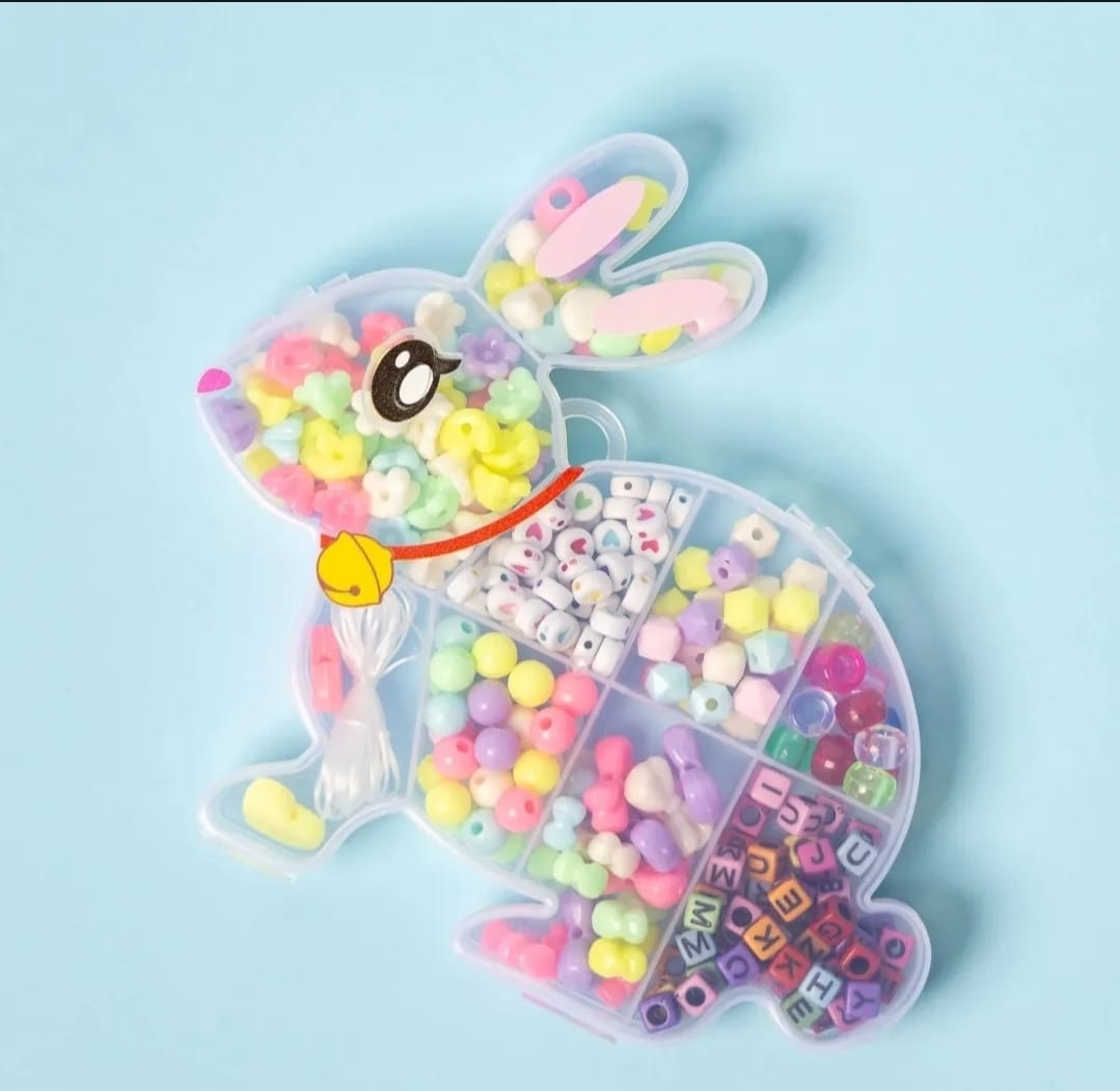 Single DIY Beads Set With Bunny Shape Storage Box For Bracelet And Locket Making With Different Beads In One - Image 2