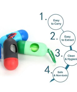 1Pc Baby Diaper Bag Dispenser With Rope/Hook | Includes 1 Roll Of 18 Disposable Bags | Random Colour
