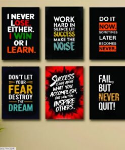 Set Of 6 Motivational Wooden Canvas Frames For Wall Decore 8x11 inches size / Sticky Phototiles Frames