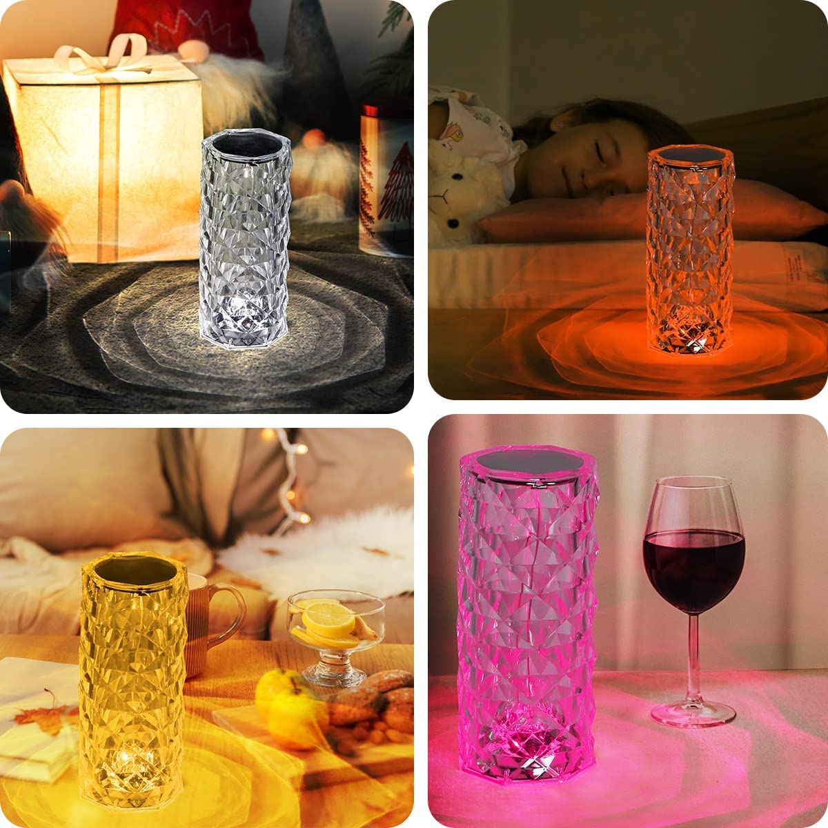 Crystal Rose Diamond Lamp – 16 Colors Changing LED Touch Lamp with Remote & USB Charging - Image 3