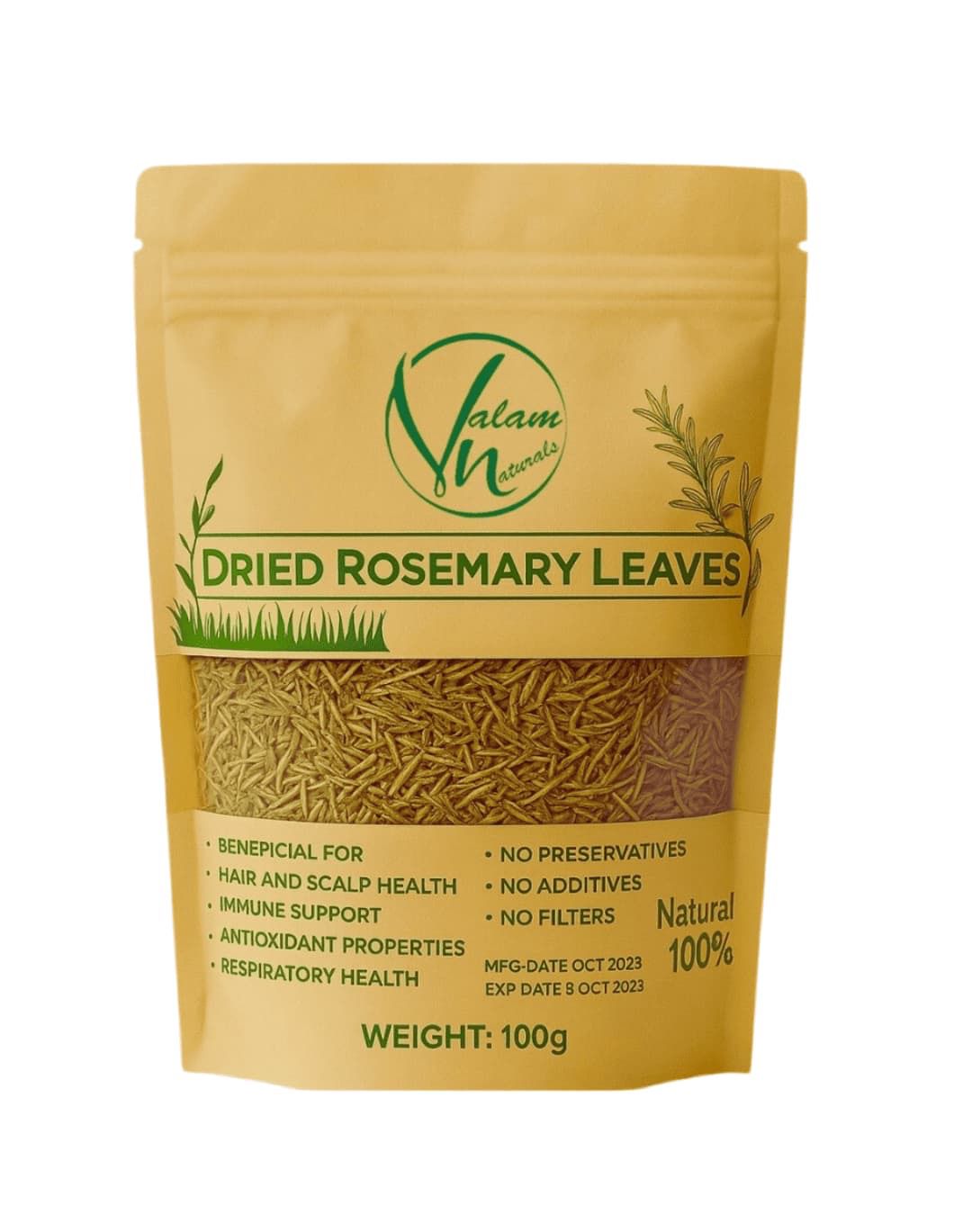Valam Naturals Dried Rosemary Leaves 100g – 100% Natural