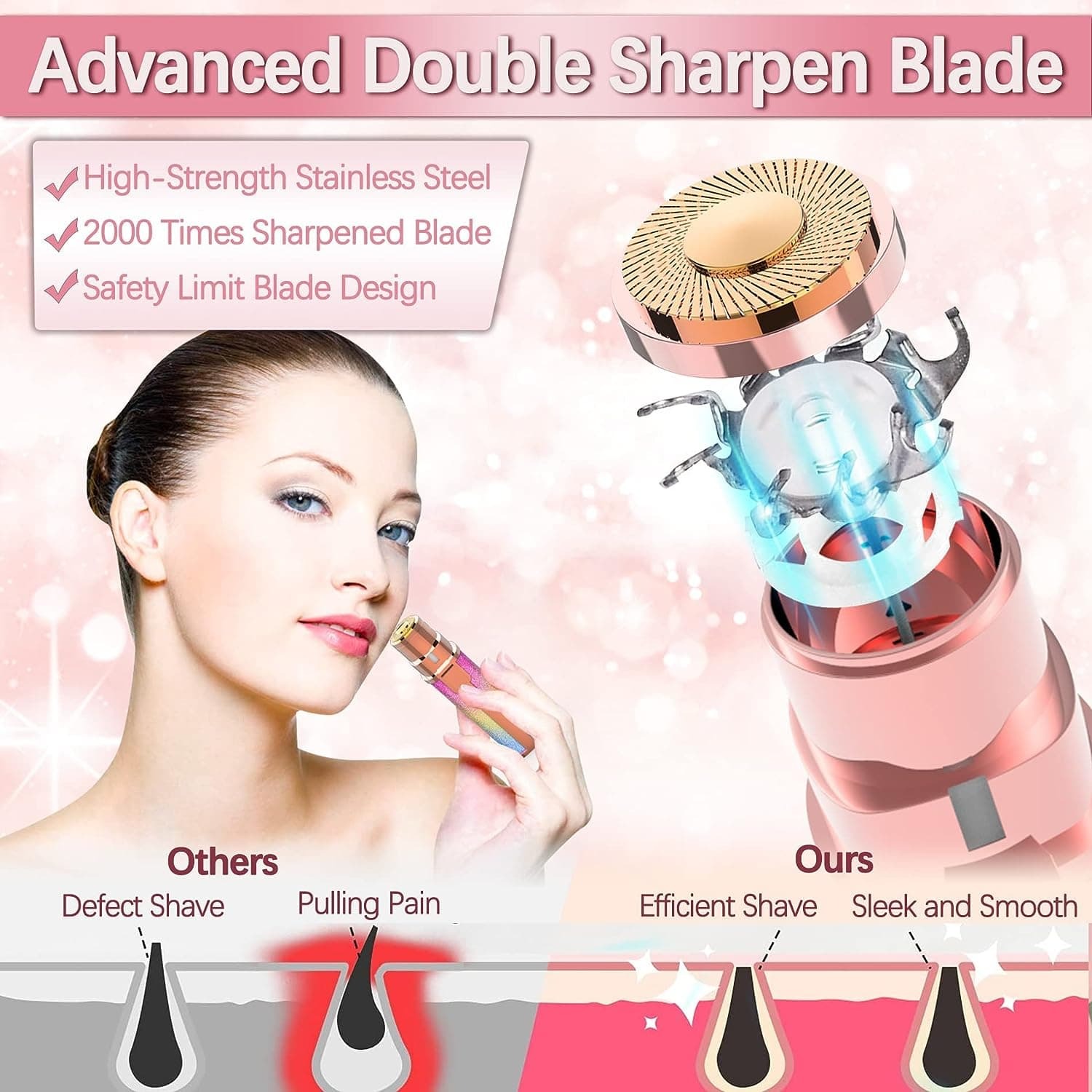 2 In 1 Electric Eyebrow Trimmer And Shaver | Flawless Hair Remover For Women | Painless Facial Hair Removal Device | Rechargeable Eyebrow Trimming Machine - Image 4