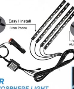 Car Atmosphere Light (12 LED Model) – Smart RGB Ambient Interior Lighting | App-Controlled LED Foot & Backlight | 12V Universal Car Mood Light