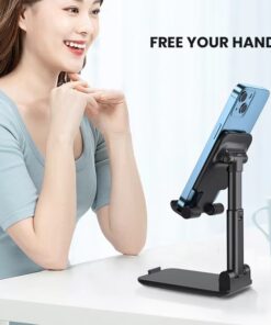 Adjustable Desktop Phone Holder Stand - Universal Mobile Stand with Angle & Height Adjustment | Foldable Anti-Slip Cell Phone Holder for All Smartphones