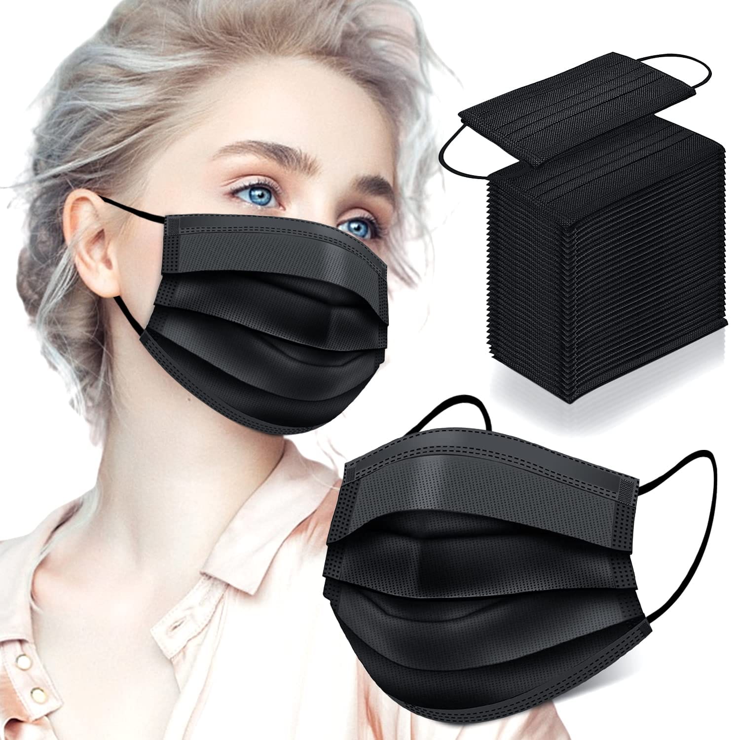 Black Disposable Mask 50 Pcs Box For Daily Protection Comfortable Fit And Easy Breathing - Image 2