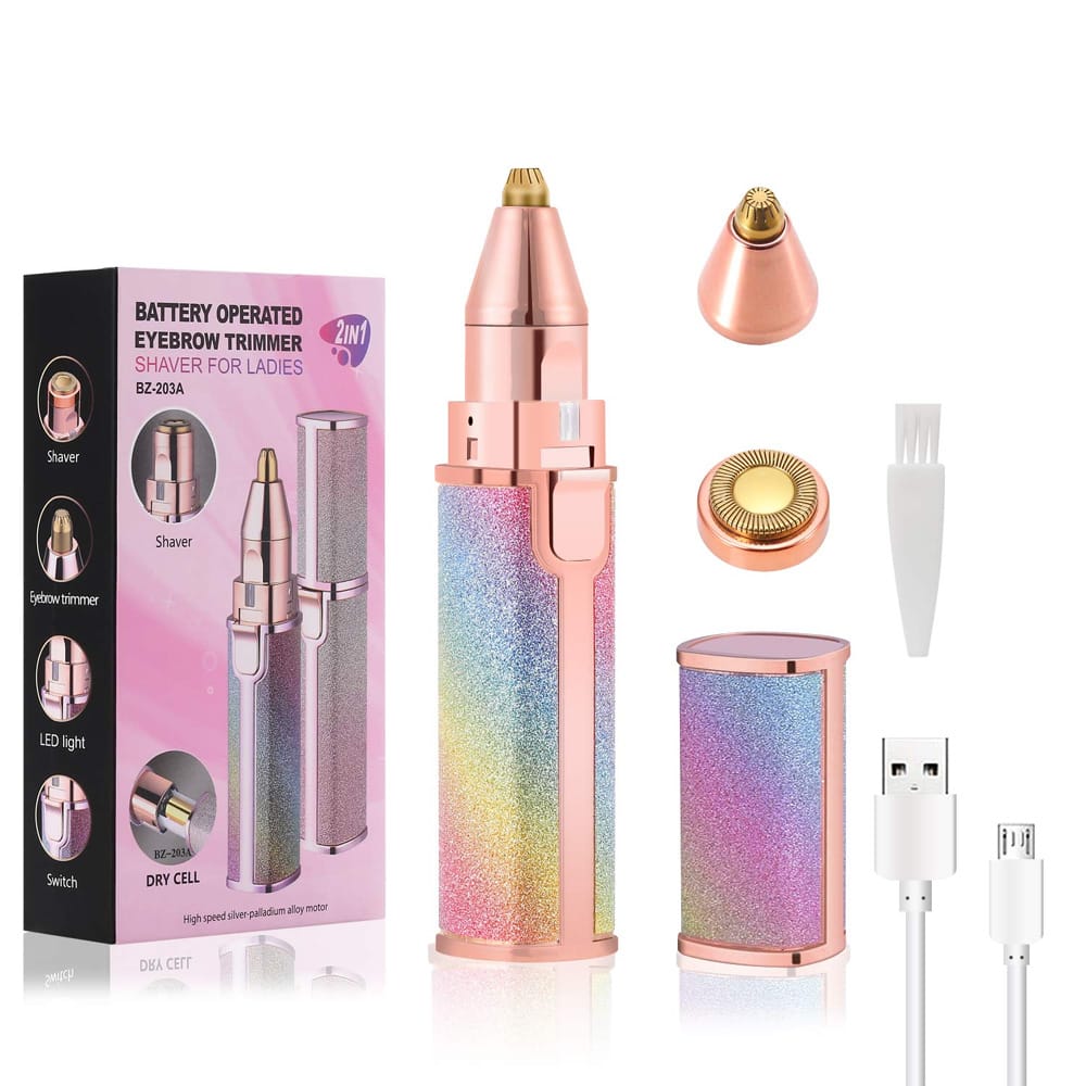 Flawless 2 In 1 Eyebrow Trimmer Multi Attractive Color With USB Charging Cable And Cleaning Brush - Image 3