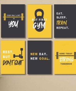 set of 6 Motivational sticky canvas frames for wall decore / sticky phototiles