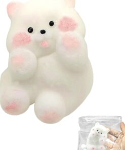 Squishy Stress Relief Funny Novelty Cute Animals Stress Relieving Fidget for Boys Girls Birthday Party Gifts Anxiety&Relaxation for Kids Teenage (White)
