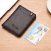 Slim Card Holder Wallet for Men with Cash Pocket, ID Window & Hidden Card Slot - Black - Image 3
