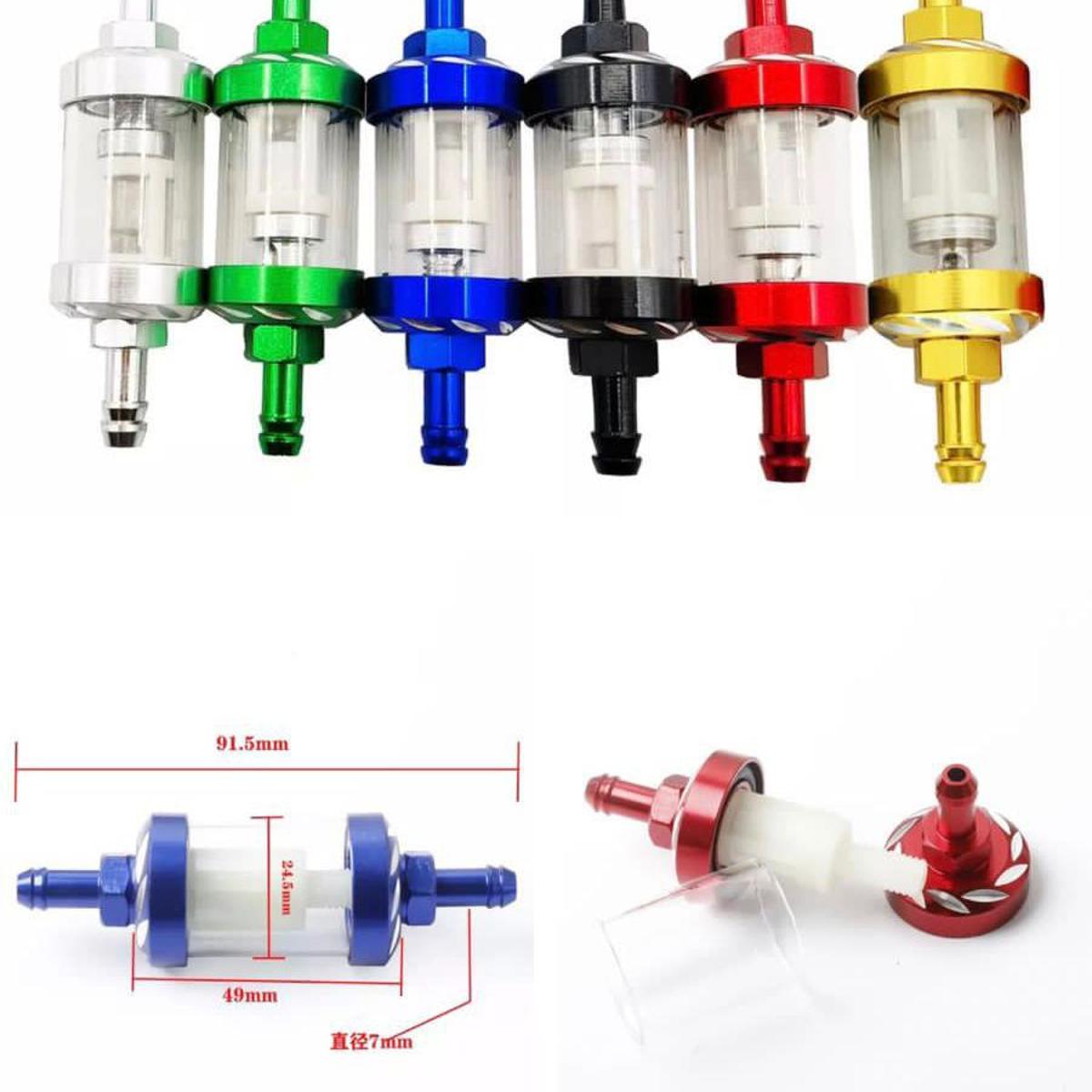 Universal Aluminum Glass Motorcycle Oil Filter – Transparent Reusable Inline Oil Filter for Motorbikes (Random Color) - Image 4
