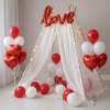 32 Pcs Romantic Tent Decoration Set With Red & White Balloons