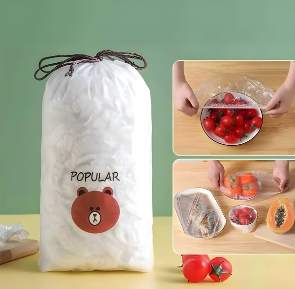 100 PCS Disposable Food Cover Plastic Bags Transparent Fresh Food Storage And Wrap Bags