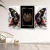 Set Of 3 ayat ul kursi and butterfly wall Art Wooden Frames For Wall Decoration / Sticky Photo Tiles