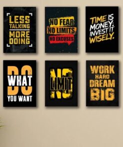 Set of 6 Motivational Wall Art Wooden Phototile Frames for Wall Decor
