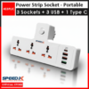 ProfessionProfessional Premium Portable Power Strip 3 Sockets + 3 USB + 1 Type-C Port From International Brand Speed-Xal Premium Portable Power Strip 3socket+3usb+1type-c Port from International Brand: Speed-x