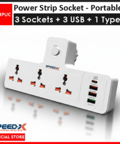 ProfessionProfessional Premium Portable Power Strip 3 Sockets + 3 USB + 1 Type-C Port From International Brand Speed-Xal Premium Portable Power Strip 3socket+3usb+1type-c Port from International Brand: Speed-x