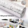 Silver Foil Kitchen Waterproof & Oil Proof Self-Adhesive Sticker Roll – Aluminum Heat Resistant Wallpaper for Stove