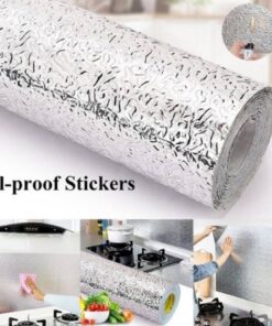 Silver Foil Kitchen Waterproof & Oil Proof Self-Adhesive Sticker Roll – Aluminum Heat Resistant Wallpaper for Stove