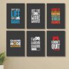 set of 6 Motivational sticky canvas frames for wall decore / sticky phototiles