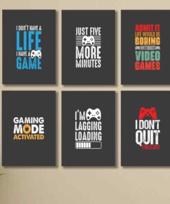 set of 6 Motivational sticky canvas frames for wall decore / sticky phototiles
