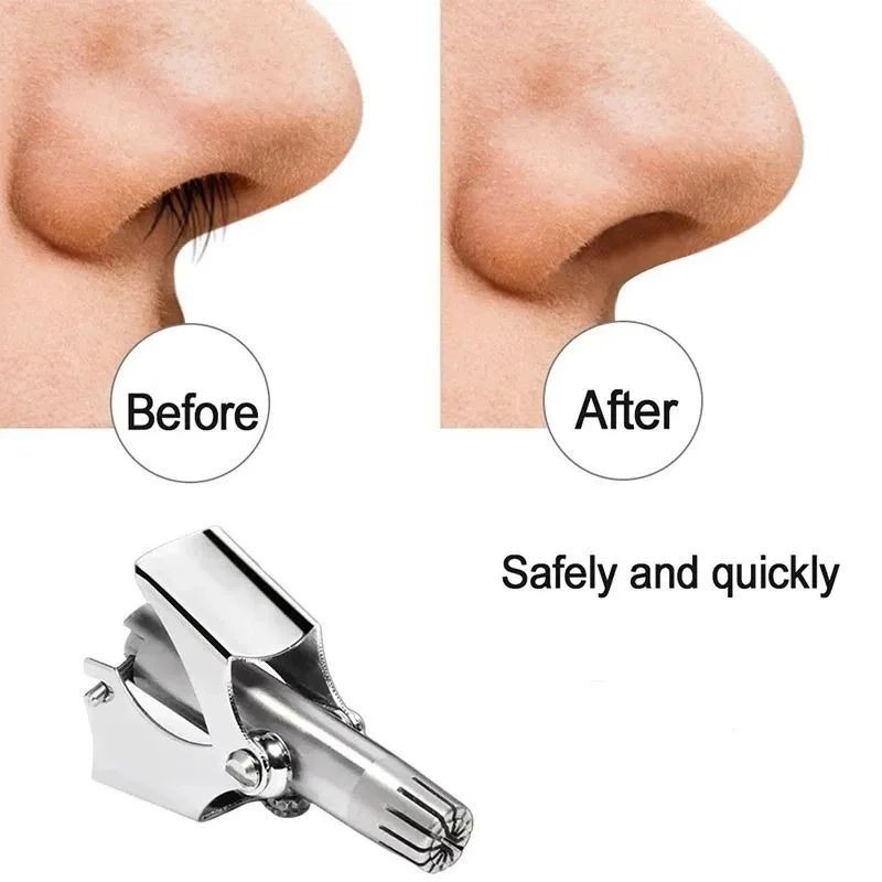 Stainless Steel Manual Nose Hair Trimmer – Portable 6-Teeth Precision Trimming Tool with Drawstring Bag and Brush - Image 4