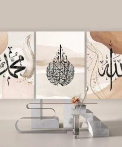 Set Of 3 Sticky Wooden Canvas Frames For Wall Decore Aesthatic Art / Sticky Phototiles For Room Wall Decoration