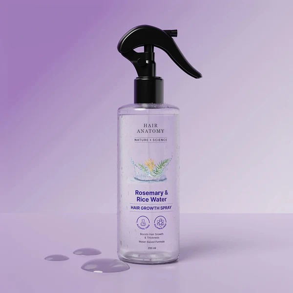 Bare Anatomy Rosemary Water Spray for Hair Growth & Thickness with Rice Water – 200ml