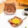 8Pcs Bear Shape Plate Set | Creative Food-Grade Plastic Plates With Stand | Random Colour - Image 2