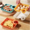 4 Pcs Snack Plate Set | Clear Plastic Dinner Plates, Condiment Containers & Serving Trays | Random Colour - Image 4