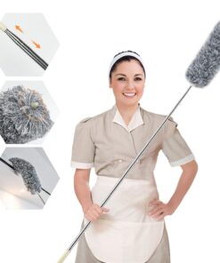 Grey Microfiber Flexible Duster – Extendable & Bendable Cleaning Tool with Telescopic Pole for High Ceilings