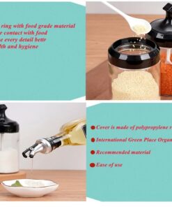 Oil Bottle Set 4 Piece Daisy Glass Spice Set With 3 Spice Jars 180ml And 1 Oil Bottle 750ml