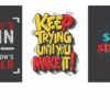 set of 3 Motivational sticky canvas frames for wall decore / sticky phototiles