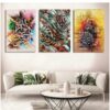 Set Of 3 Sticky Wooden Canvas Frames For Wall Decore Aesthatic Art / Sticky Phototiles For Room Wall Decoration