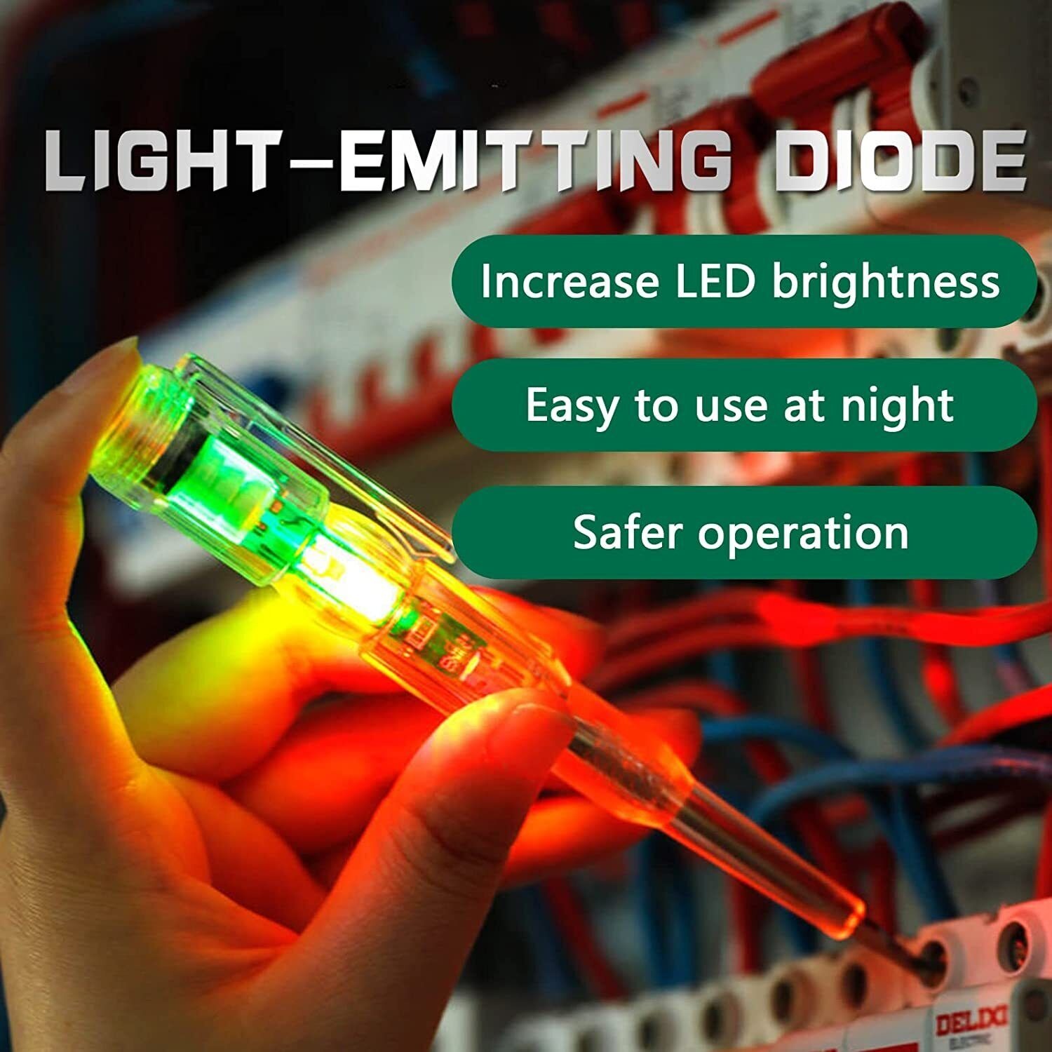 Voltage Tester Pen | Electrical Test Pencil | Detector Pen with LED Red & Green Lights - Image 2