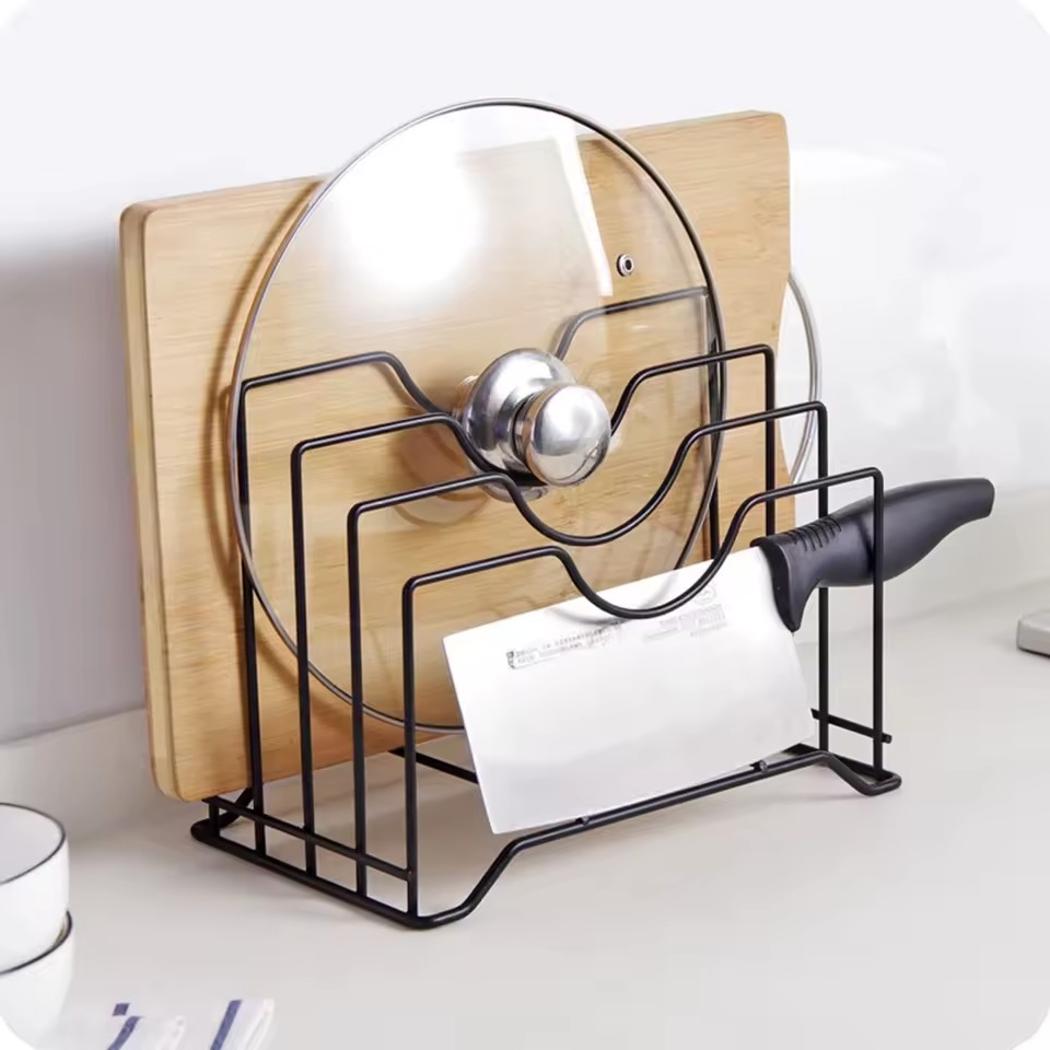 Multi Functional Kitchen Cutting Board And Pot Lid Organizer Rack Durable Space Saving Storage Solution For Daily Use - Image 2
