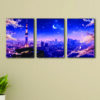 3pcs Blue City sticky phototile wall frames Wooden Material for home decor 8x11inches