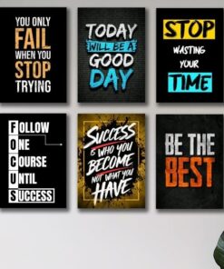Set Of 6 Motivational Wooden Canvas Frames For Wall Decore 8x11 inches size / Sticky Phototiles Frames