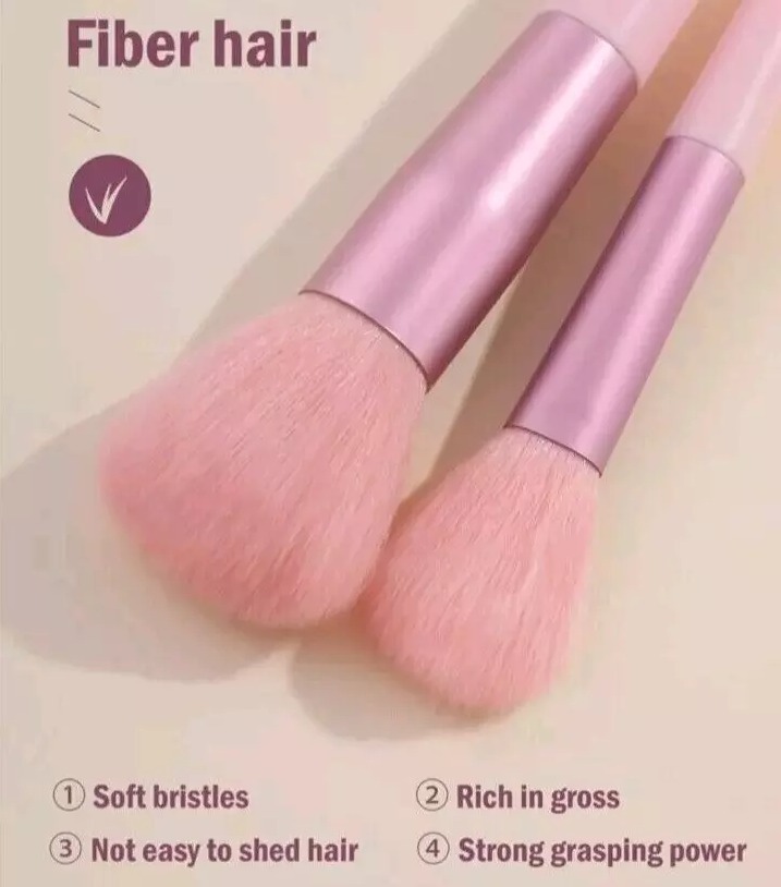 13 Pieces Soft Fluffy Makeup Brush Set - Cosmetics Brush Set - Makeup Brush Kit - Blush and Powder Brushes - Makeup Brushes for Foundation - Pink Color - Without Box - Image 5