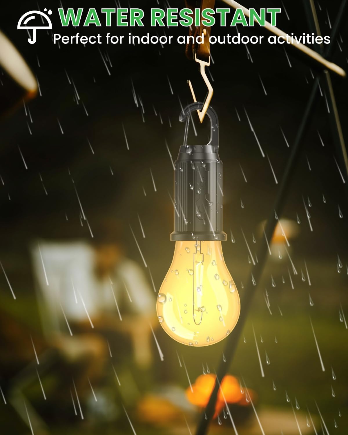 T01 Rechargeable Camping Bulb – 3-Gear Vintage LED Emergency Lamp with Carabiner Hook & Type-C Charging - Image 2