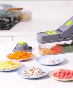 16-In-1 Multifunctional Vegetable Chopper & Slicer with Colander Basket and Storage Container – Heavy-Duty Food Cutter