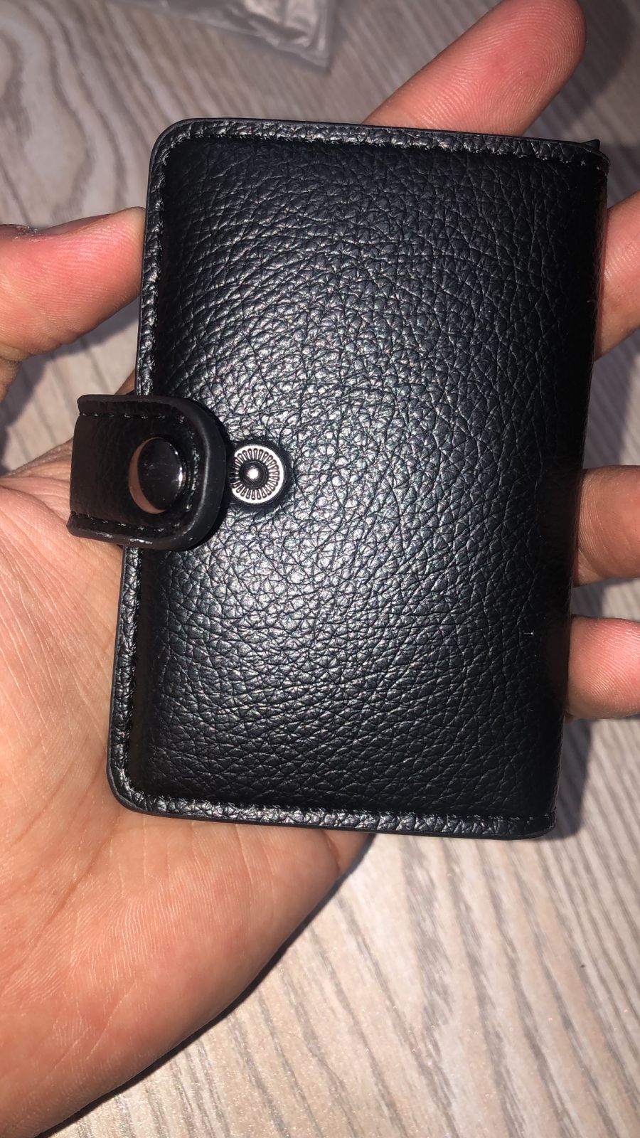 Slim Metallic Pop-Up Card Holder – Minimalist RFID Blocking Wallet with Leather Wrap (Black) - Image 3