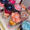 4Pc Colorful Satin Scrunchie Set In Clear Dome Lid Cups With Girly Goodies Label (Random Colour) - Image 4