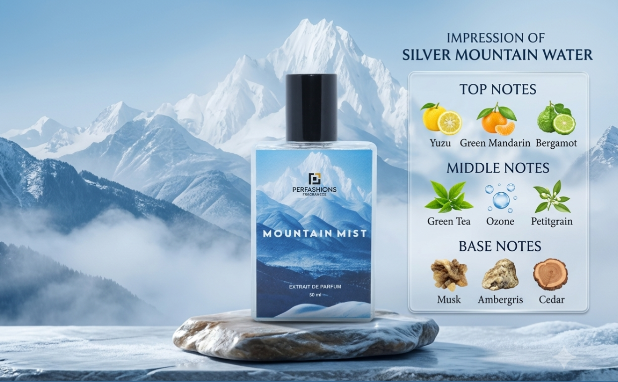 Mountain Mist – Impression of Creed Silver Mountain Water | Aromatic Marine Extrait de Parfum for Men & Women | 50ml with Premium Box & Carry Bag