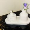 Aesthetic 3-Piece Organizer & Home Decor Set with Oval Tray, Mini Vase & Decorative Storage Box | Vanity, Coffee Table & Bedroom Decoration - Image 4