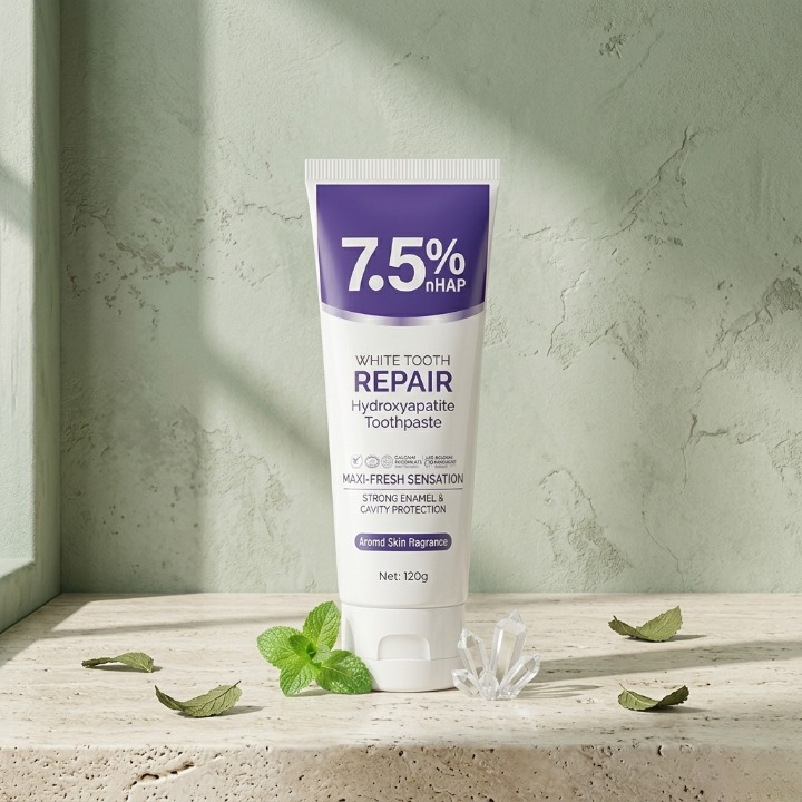 7.5% nHAP White Tooth Repair Hydroxyapatite Toothpaste – Advanced Enamel Whitening & Stain Reduction (120g)