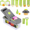 16-In-1 Multifunctional Vegetable Chopper & Slicer with Colander Basket and Storage Container – Heavy-Duty Food Cutter - Image 2