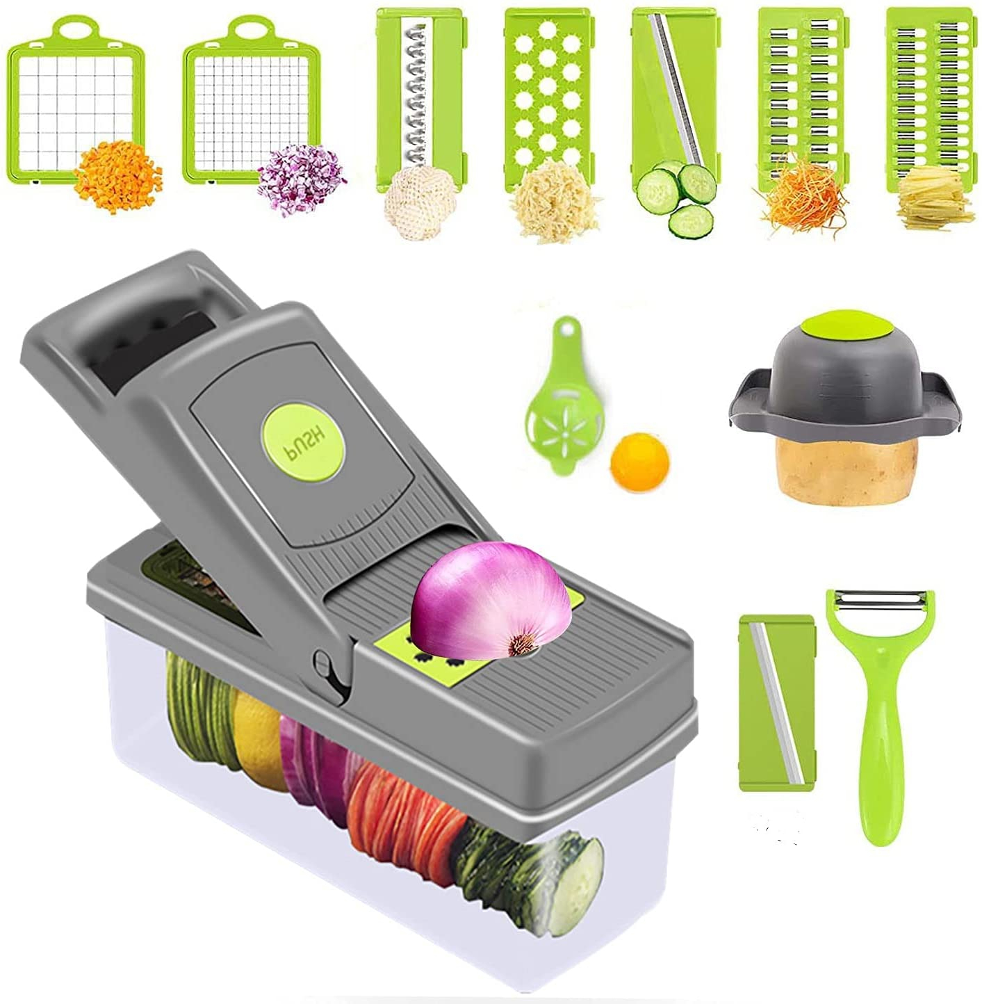 16-In-1 Multifunctional Vegetable Chopper & Slicer with Colander Basket and Storage Container – Heavy-Duty Food Cutter - Image 2